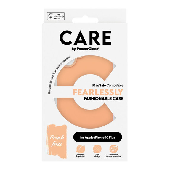 Ovitek Fearlessly z MagSafe za iPhone 16 Plus, Peachy, CARE