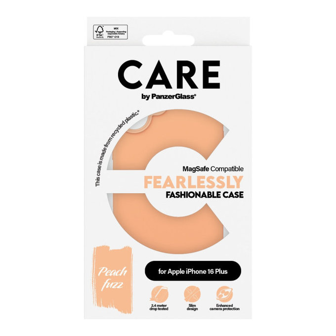 Ovitek Fearlessly z MagSafe za iPhone 16 Plus, Peachy, CARE