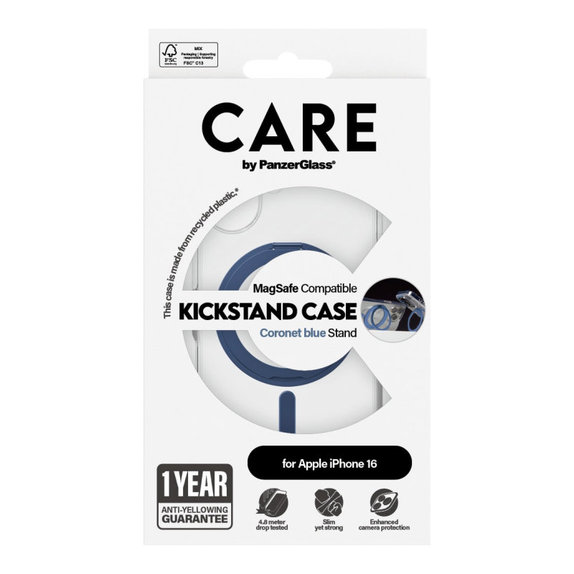 Ovitek Kickstand z MagSafe za iPhone 16, Modra, CARE
