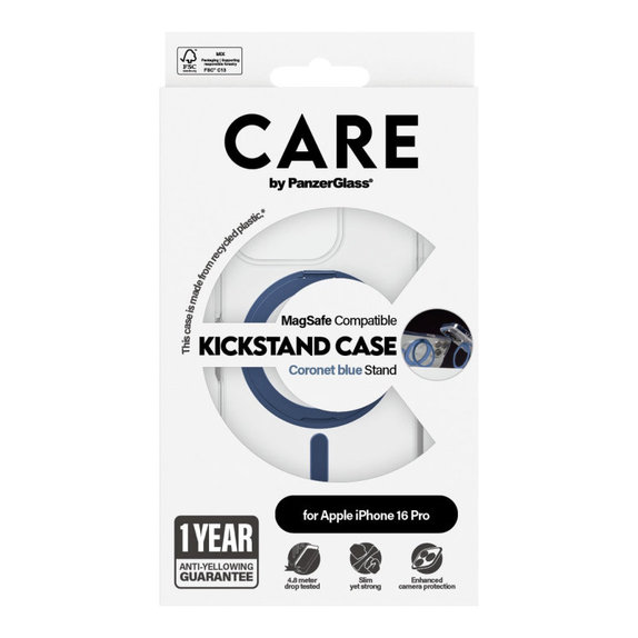 Ovitek Kickstand z MagSafe za iPhone 16 Pro, Modra, CARE