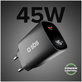 Potovalni adapter LCD USB-C, GaN, 45 W PD, črna, SBS