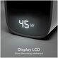 Potovalni adapter LCD USB-C, GaN, 45 W PD, črna, SBS