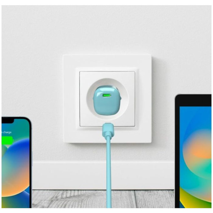 PURO - Polnilni adapter MiniPro USB-C, GaN, 20W, island mist