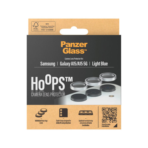 Zaščita objektiva kamere Hoops za Samsung A15/A15 5G, Svetlo modra, PanzerGlass
