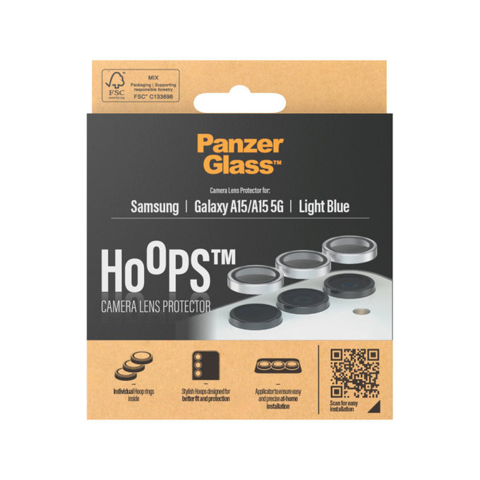 Zaščita objektiva kamere Hoops za Samsung A15/A15 5G, Svetlo modra, PanzerGlass
