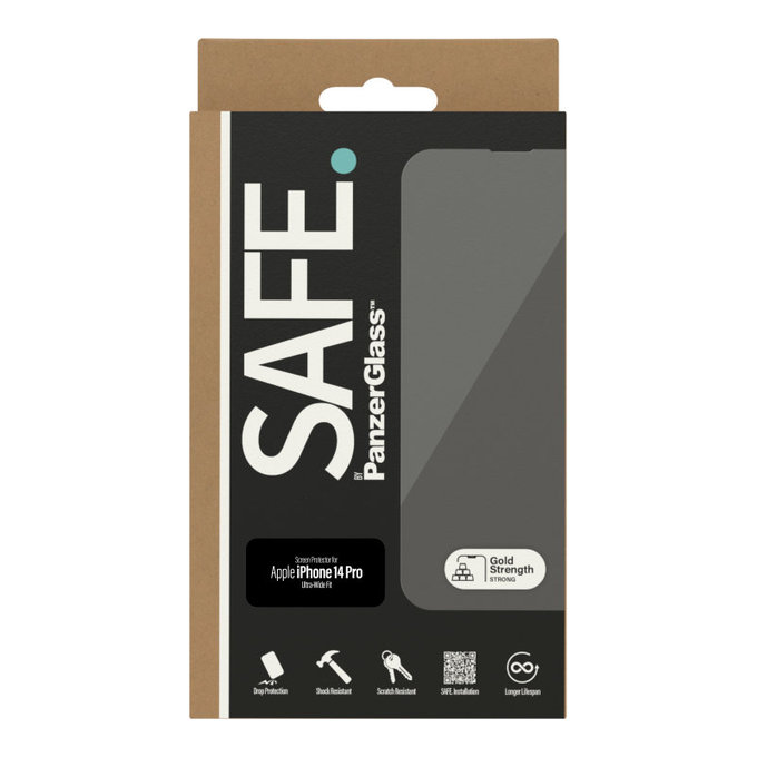 Kaljeno steklo Case Friendly UWF za iPhone 14 Pro, Črna, SAFE