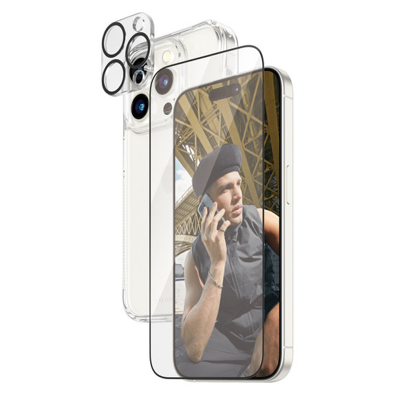 Bundle PicturePerfect + Kaljeno steklo UWF + Hard Case D3O za iPhone 15 Pro, PanzerGlass