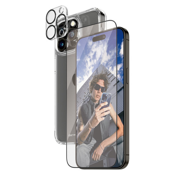 Bundle PicturePerfect + Kaljeno steklo UWF + Hard Case D3O za iPhone 15 Pro Max, PanzerGlass
