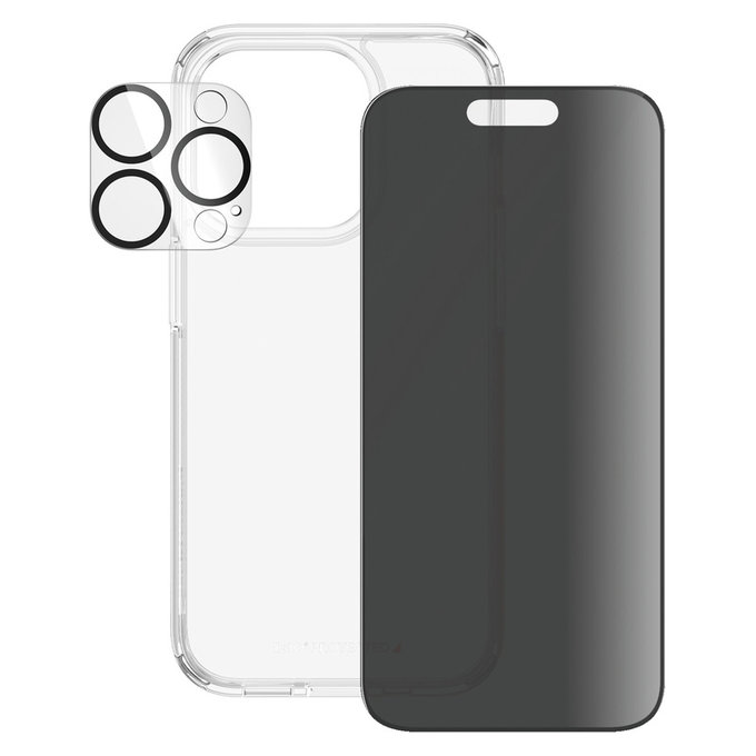 Bundle PicturePerfect + Kaljeno steklo UWF Privacy + Hard Case D3O za iPhone 15 Pro, PanzerGlass