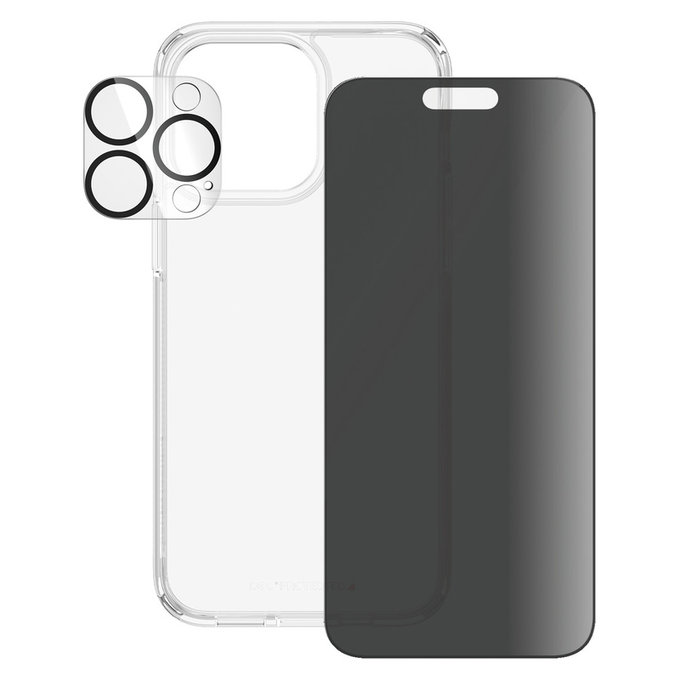 Bundle PicturePerfect + Kaljeno steklo UWF Privacy + Hard Case D3O za iPhone 15 Pro Max, PanzerGlass