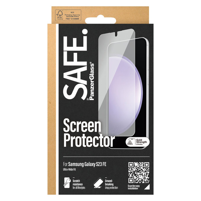 Kaljeno steklo UWF za Samsung Galaxy S23 FE, Črna, SAFE by PanzerGlass