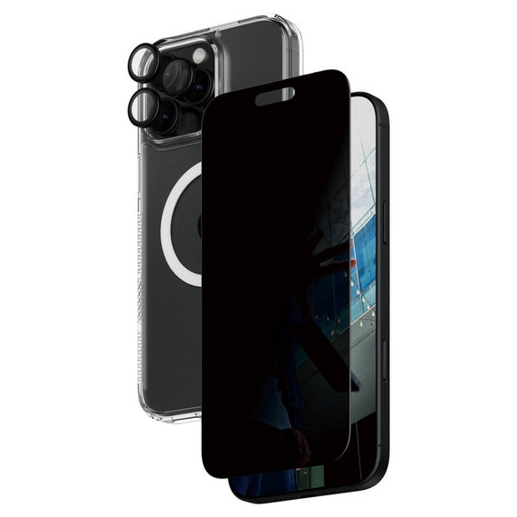 Bundle Hoops + Kaljeno steklo UWF Privacy + Hard Case za iPhone 16 Pro Max, PanzerGlass