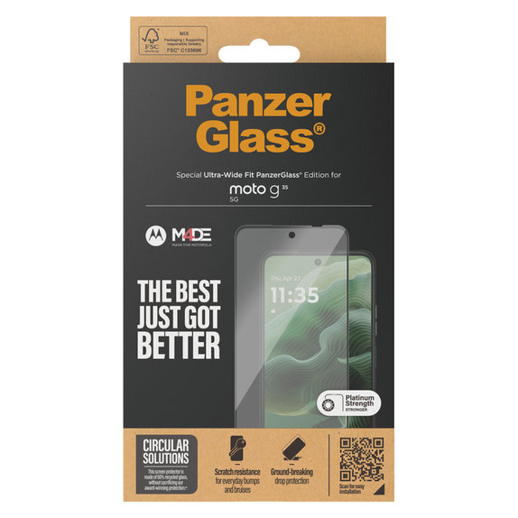 Kaljeno steklo UWF za Motorola Moto G35 5G, Črna, PanzerGlass