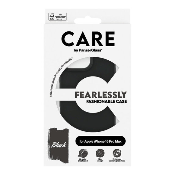 Ovitek Fearlessly za iPhone 16 Pro Max, Črna, CARE