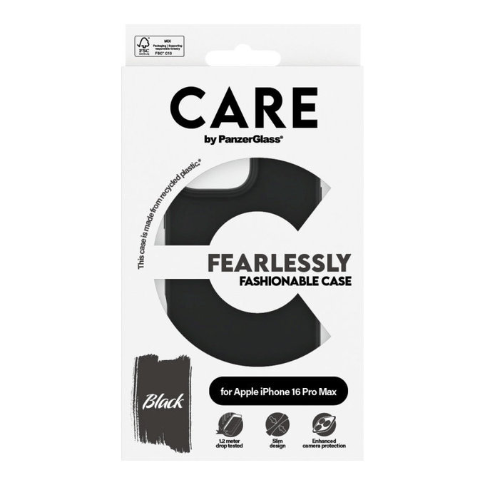 Ovitek Fearlessly za iPhone 16 Pro Max, Črna, CARE