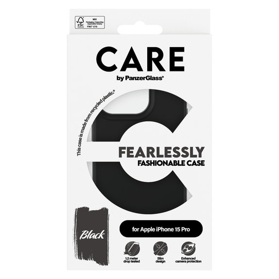 Ovitek Fearlessly za iPhone 15 Pro, Črna, PanzerGlass