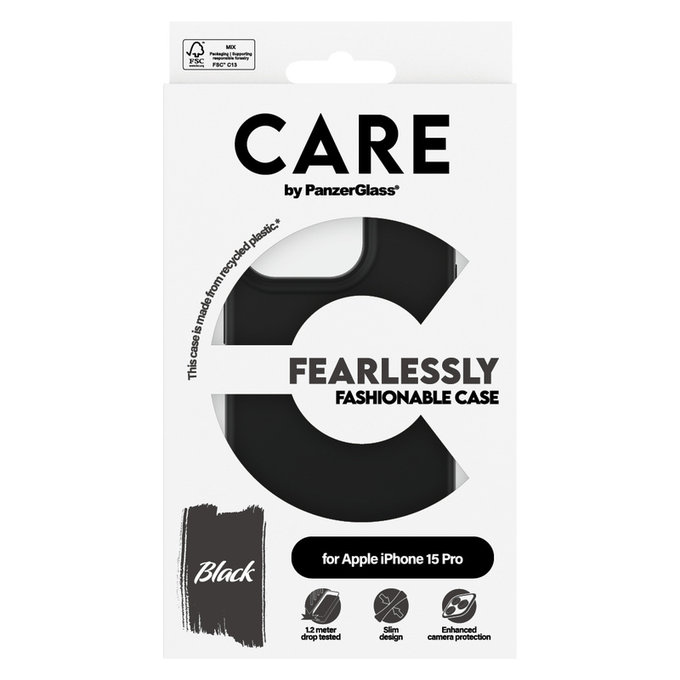 Ovitek Fearlessly za iPhone 15 Pro, Črna, PanzerGlass