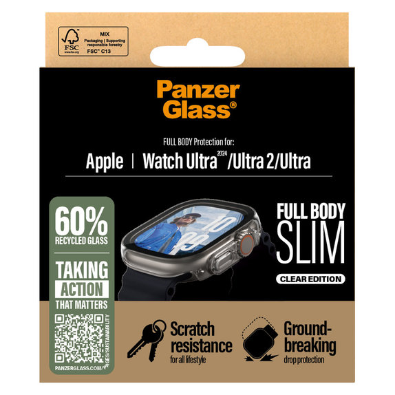 Kaljeno steklo Full Body Slim za Apple Watch Ultra 2024/Ultra 2/Ultra, Prozorna, PanzerGlass