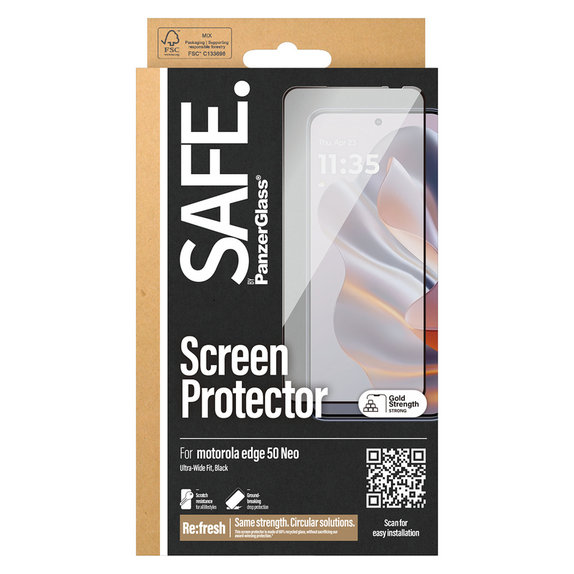 Kaljeno steklo UWF za Motorola Edge 50 Neo, Črna, SAFE by PanzerGlass
