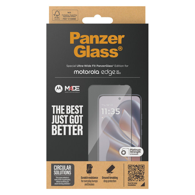 Kaljeno steklo UWF za Motorola Edge 50 Neo, Črna, PanzerGlass