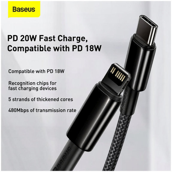 Baseus - Kabel Lightning/USB-C, 1.5m, črna