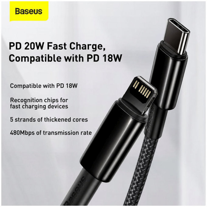 Baseus - Kabel Lightning/USB-C, 1.5m, črna