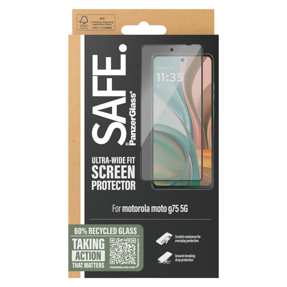 Kaljeno steklo UWF za Motorola Moto G75 5G, Črna, SAFE by PanzerGlass