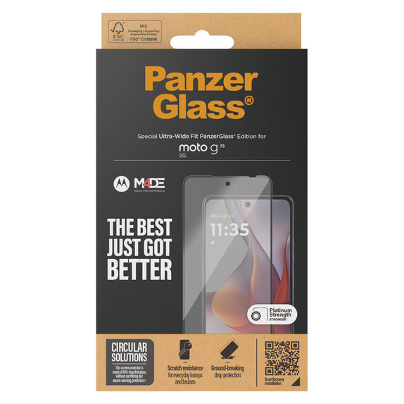 Kaljeno steklo UWF za Motorola Moto G75 5G, Črna, PanzerGlass