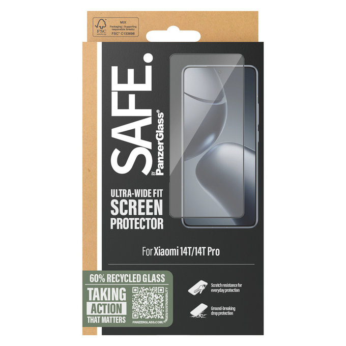 Kaljeno steklo UWF za Xiaomi 14T/14T Pro, Črna, SAFE by PanzerGlass