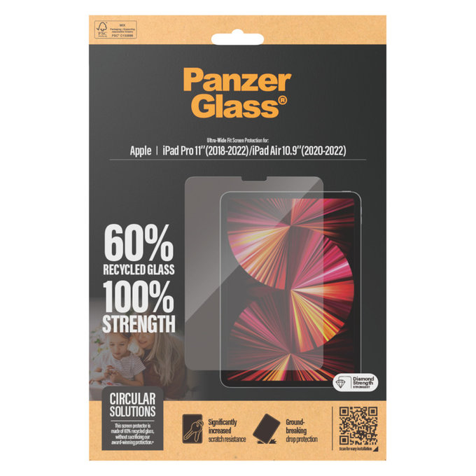 Kaljeno steklo UWF za iPad Pro 11"/Air 10,9'', Prozorna, PanzerGlass