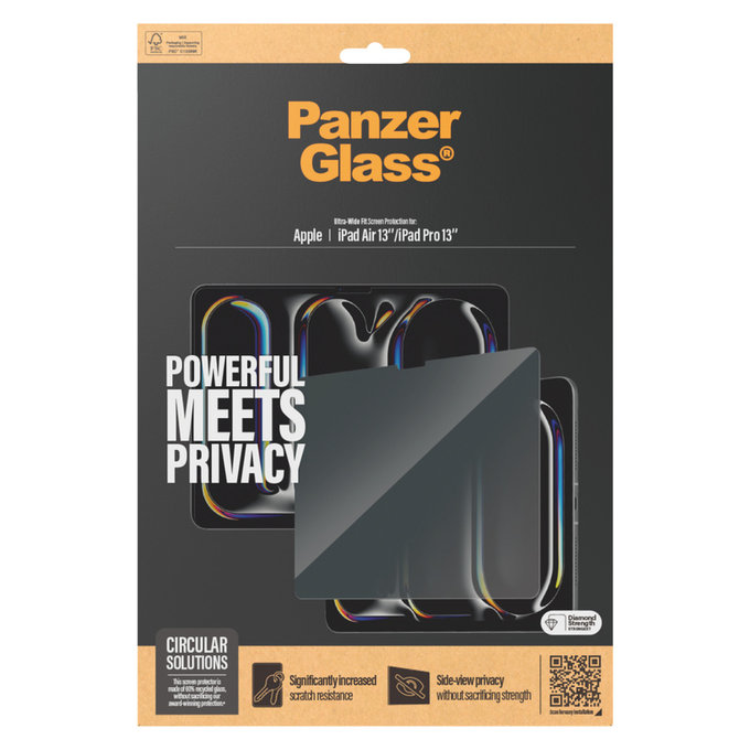 Kaljeno steklo UWF Privacy za iPad Pro 13"/Air 13'', Prozorna, PanzerGlass