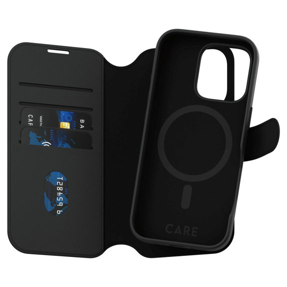 Ovitek Wallet Tango Two-In-One z MagSafe za iPhone 16 Pro, Črna, CARE