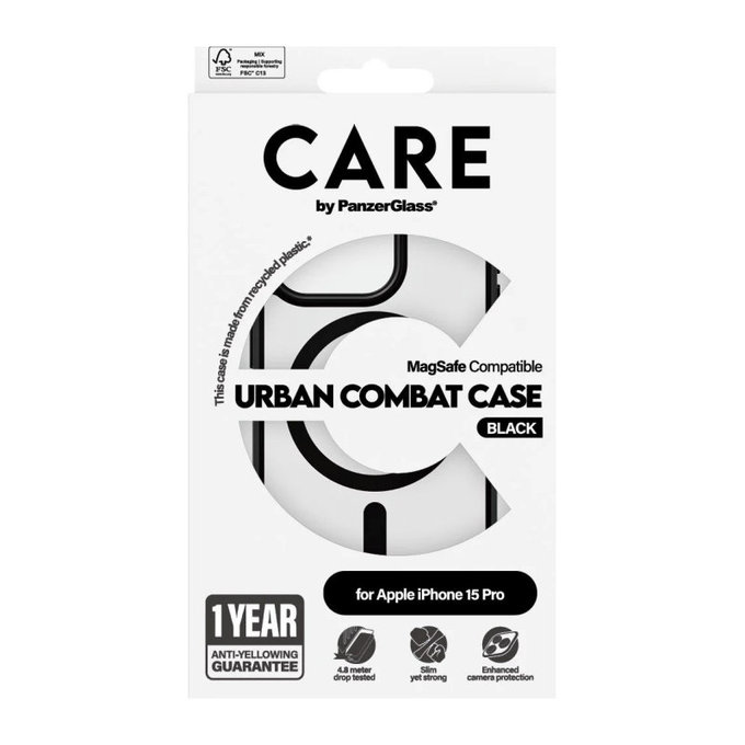 Ovitek Urban Combat z MagSAFE by PanzerGlass za iPhone 15 Pro, Črna, PanzerGlass