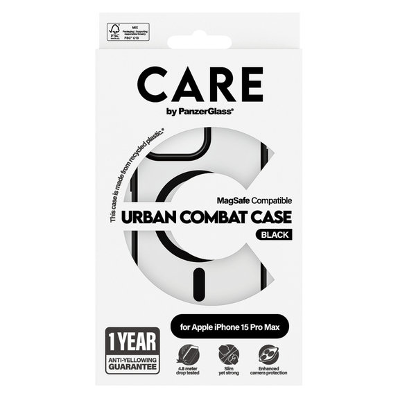 Ovitek Urban Combat z MagSAFE by PanzerGlass za iPhone 15 Pro Max, Črna, PanzerGlass