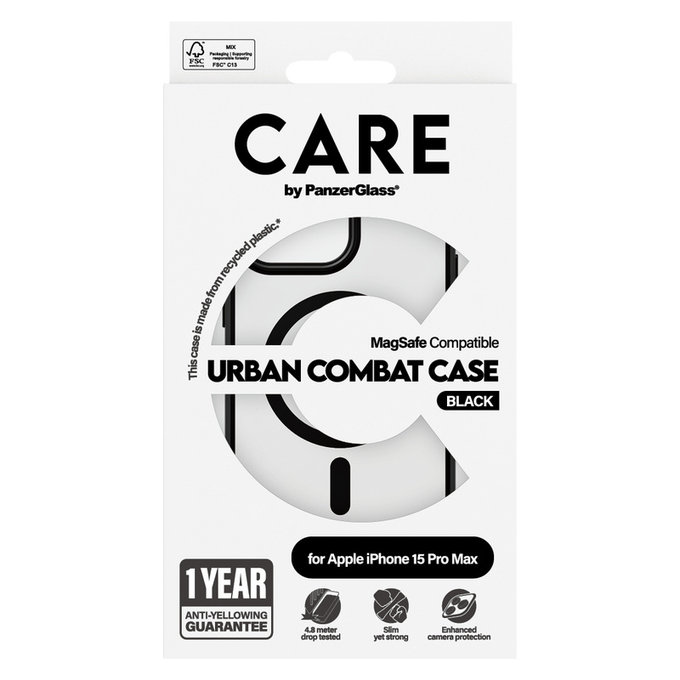 Ovitek Urban Combat z MagSAFE by PanzerGlass za iPhone 15 Pro Max, Črna, PanzerGlass