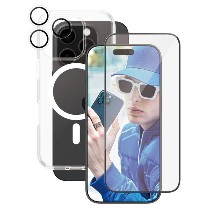 Bundle Hoops + Kaljeno steklo UWF + Ovitek Urban Combat za iPhone 16 Pro, CARE