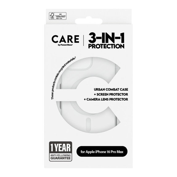 Bundle Hoops + Kaljeno steklo UWF + Ovitek Urban Combat za iPhone 16 Pro Max, CARE