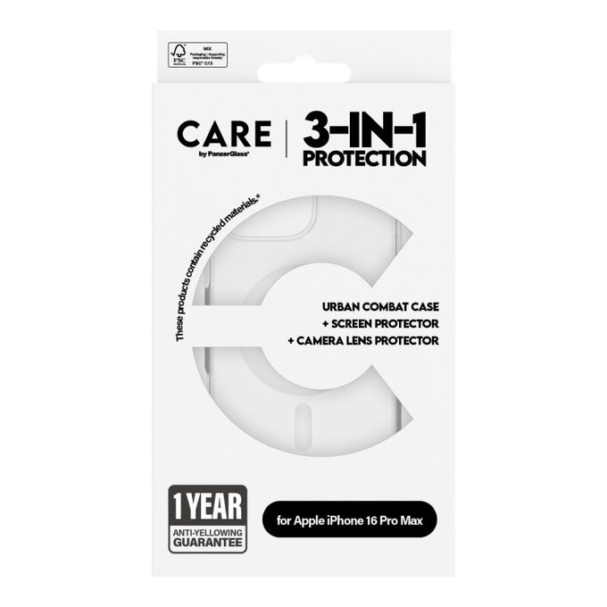 Bundle Hoops + Kaljeno steklo UWF + Ovitek Urban Combat za iPhone 16 Pro Max, CARE