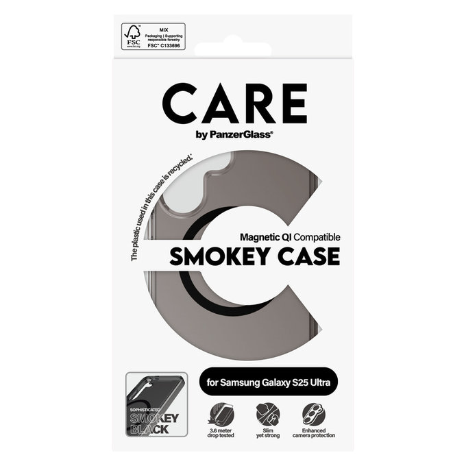 Ovitek Smokey s črnim QI za Samsung Galaxy S25 Ultra, Črna, PanzerGlass