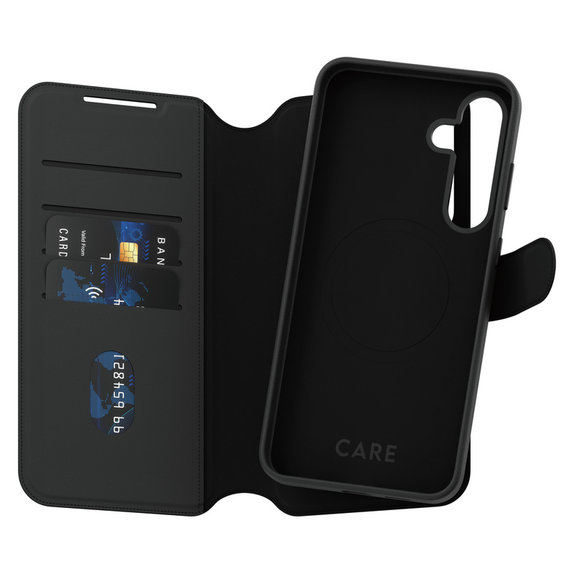 Ovitek Wallet Tango Two-In-One s QI za Samsung Galaxy S25+, Črna, PanzerGlass