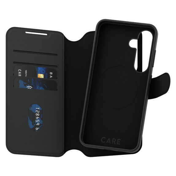 Ovitek Wallet Tango Two-In-One s QI za Samsung Galaxy S25, Črna, PanzerGlass