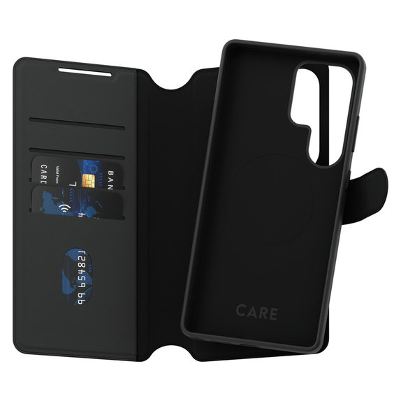 Ovitek Wallet Tango Two-In-One s QI za Samsung Galaxy S25 Ultra, Črna, PanzerGlass