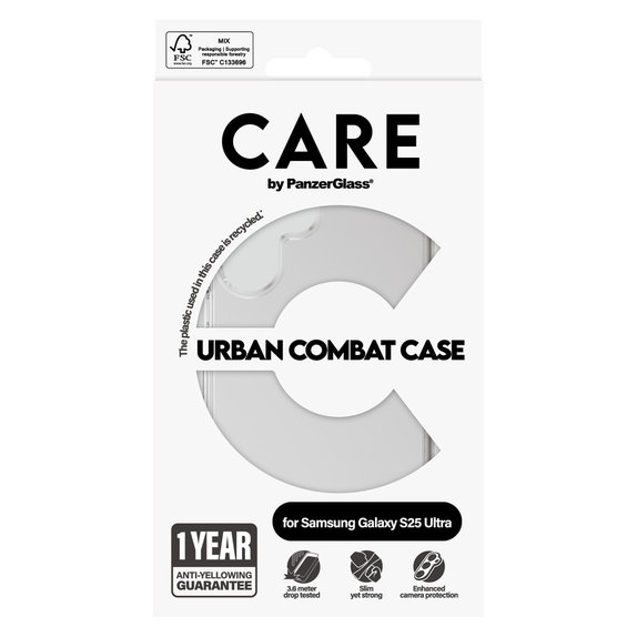 Ovitek Urban Combat za Samsung Galaxy S25 Ultra, Prozorna, PanzerGlass