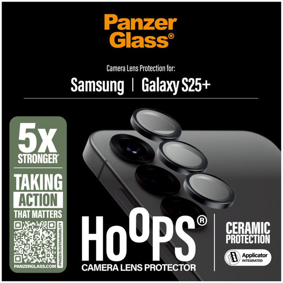 Zaščita objektiva Hoops Ceramic za Samsung S25+, Črna, PanzerGlass
