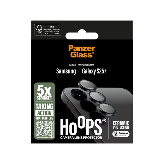 Zaščita objektiva Hoops Ceramic za Samsung S25+, Črna, PanzerGlass