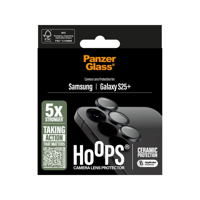 Zaščita objektiva Hoops Ceramic za Samsung S25+, Črna, PanzerGlass