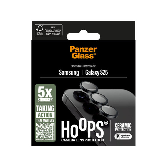Zaščita objektiva kamere Hoops Ceramic za Samsung S25, Črna, PanzerGlass