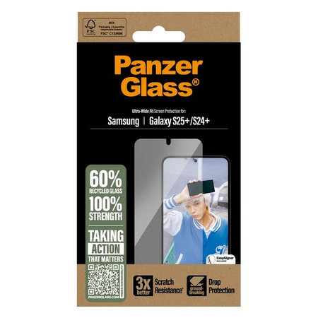PanzerGlass - Kaljeno Steklo UWF z aplikatorjem za Samsung Galaxy S25+, transparent