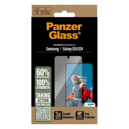 PanzerGlass - Kaljeno Steklo UWF z aplikatorjem za Samsung Galaxy S25, transparent