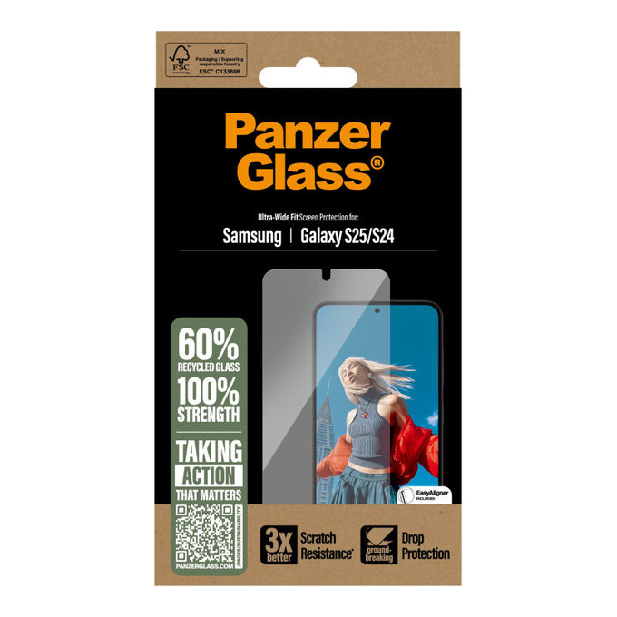 UWF kaljeno steklo z aplikatorjem za Samsung S25, Transparent, PanzerGlass